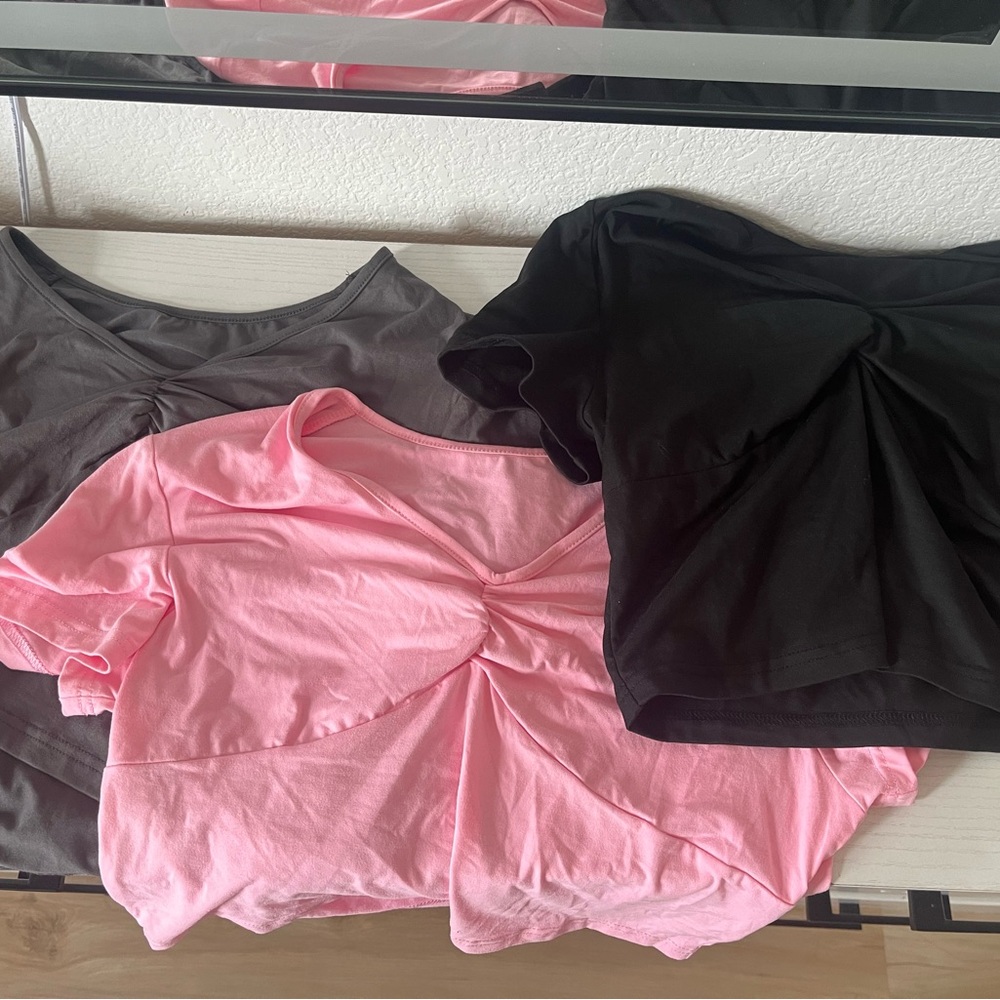 Women's Pink, Black, and Gray Tops